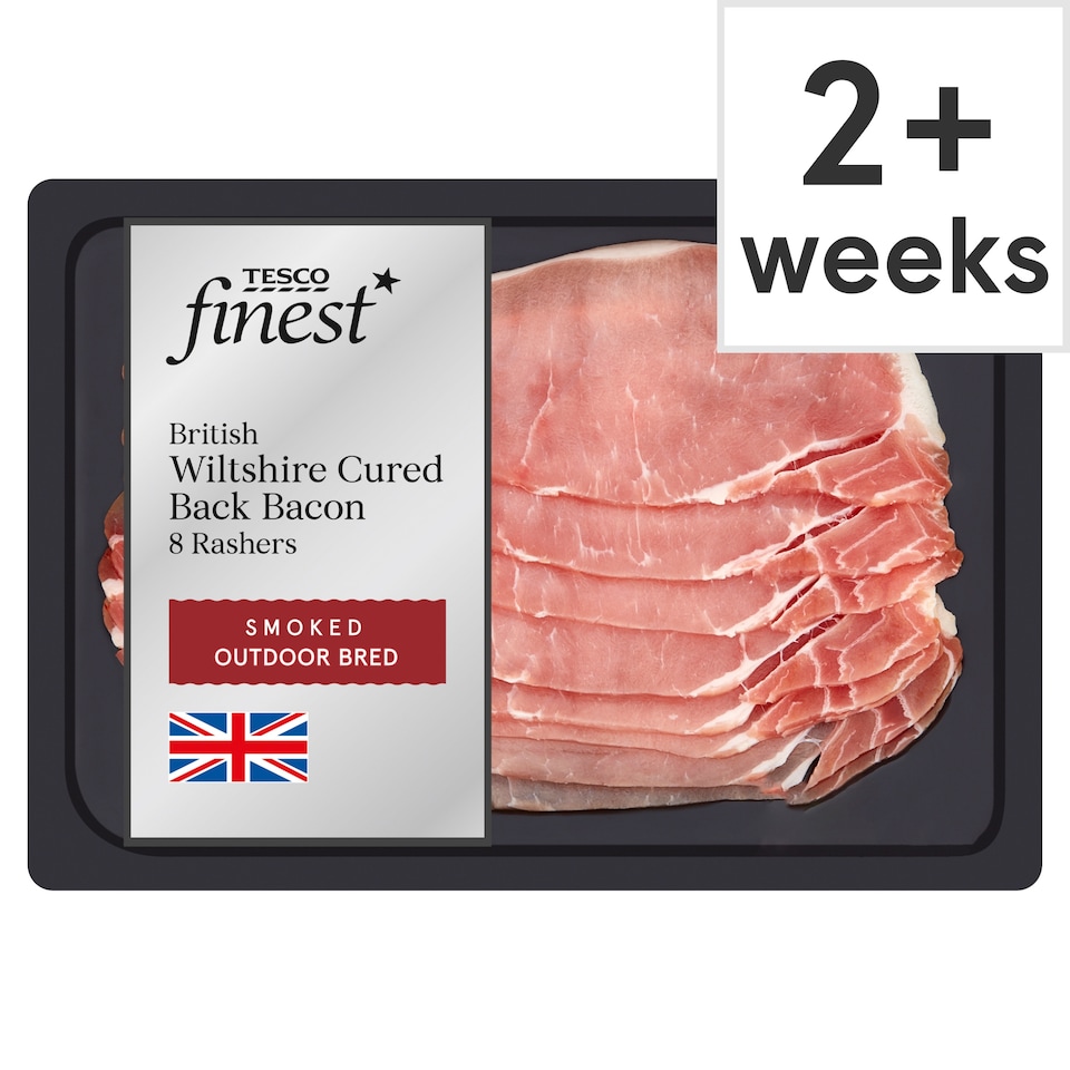 Tesco Finest Wiltshire Cured Smoked Back Bacon 8 Rashers 240g