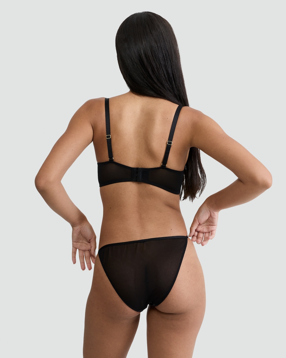 image 1 of F&F Floral Lace Detail Tanga Knicker in Black