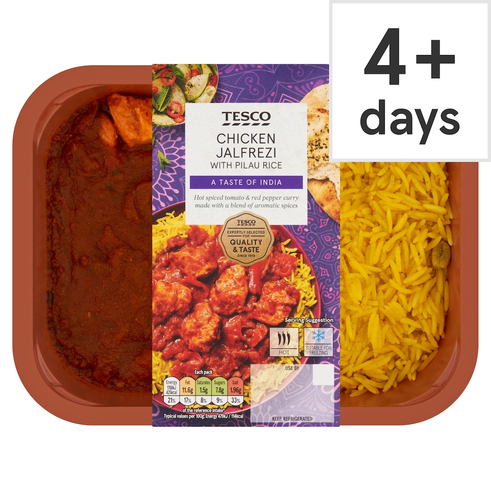 Tesco Chicken Jalfrezi & Pilau Rice 400G