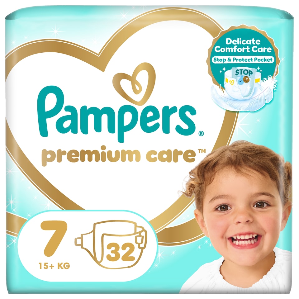 image 1 of Pampers Premium Care Size 7, 32 Nappies, 15kg+