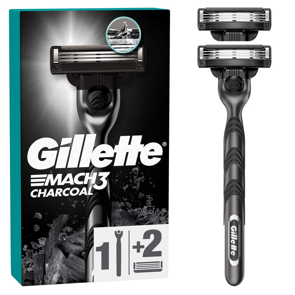 obrázok 1 z Gillette Mach3 Charcoal Holiaci Strojček pre Mužov, 1 Gillette Holiaci Strojček s 3 Čepieľkami