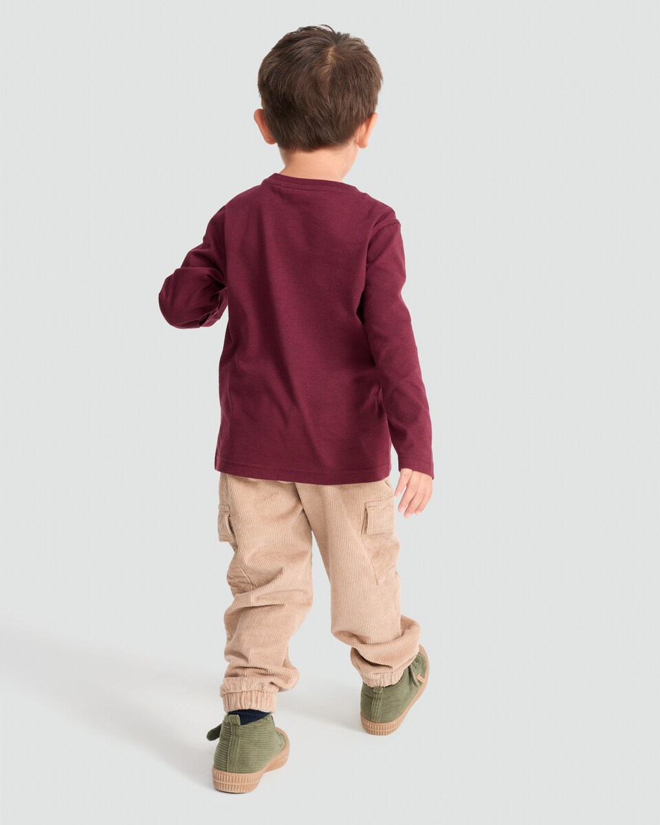 image 1 of F&F Boys Pure Cotton Stay Wild Long Sleeved Top in Purple