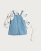 image 2 of Disney Minnie Mouse 3-Piece Cotton Rich Denim Pinafore, Sweatshirt and Tights in Blue