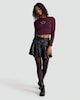 image 1 of OH ME OH MY Faux Leather Pleated Belted Skirt in Black
