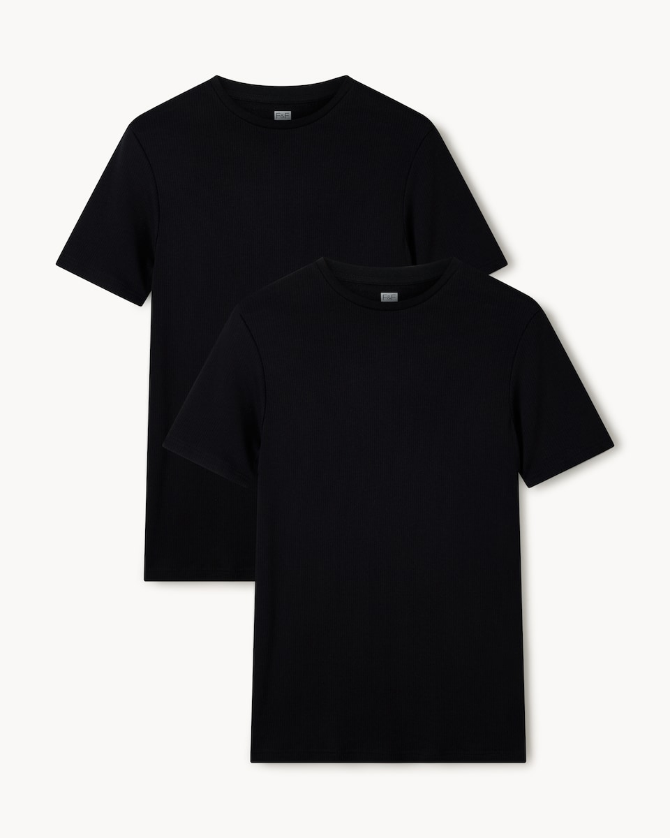 F&F 2-Pack WARMPLUS™ Ribbed Thermal Short Sleeved T-Shirts in Black