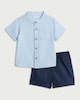 image 1 of F&F Baby 2-Piece Pure Cotton Shirt and Shorts Set in Blue