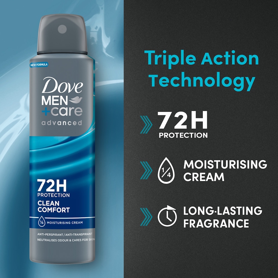 image 1 of Dove Men+Care Clean Comfort 72h Antiperspirant Deodorant 150ml