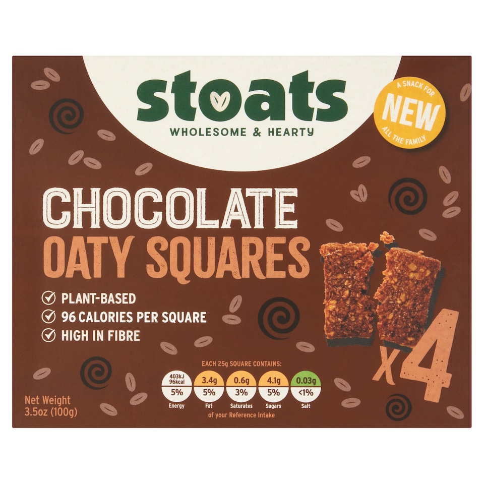 Stoats Chocolate Oaty Squares 4X25g