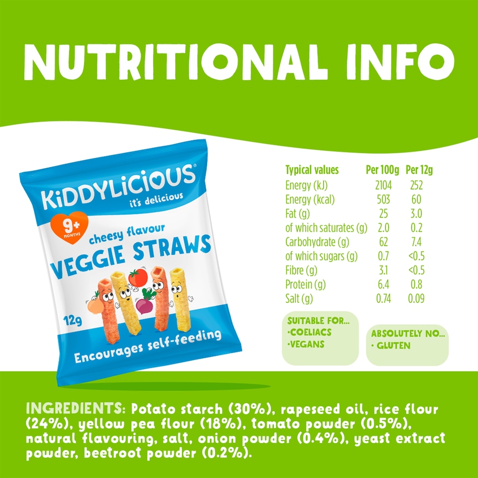 image 1 of Kiddylicious Cheesy Straws 12G