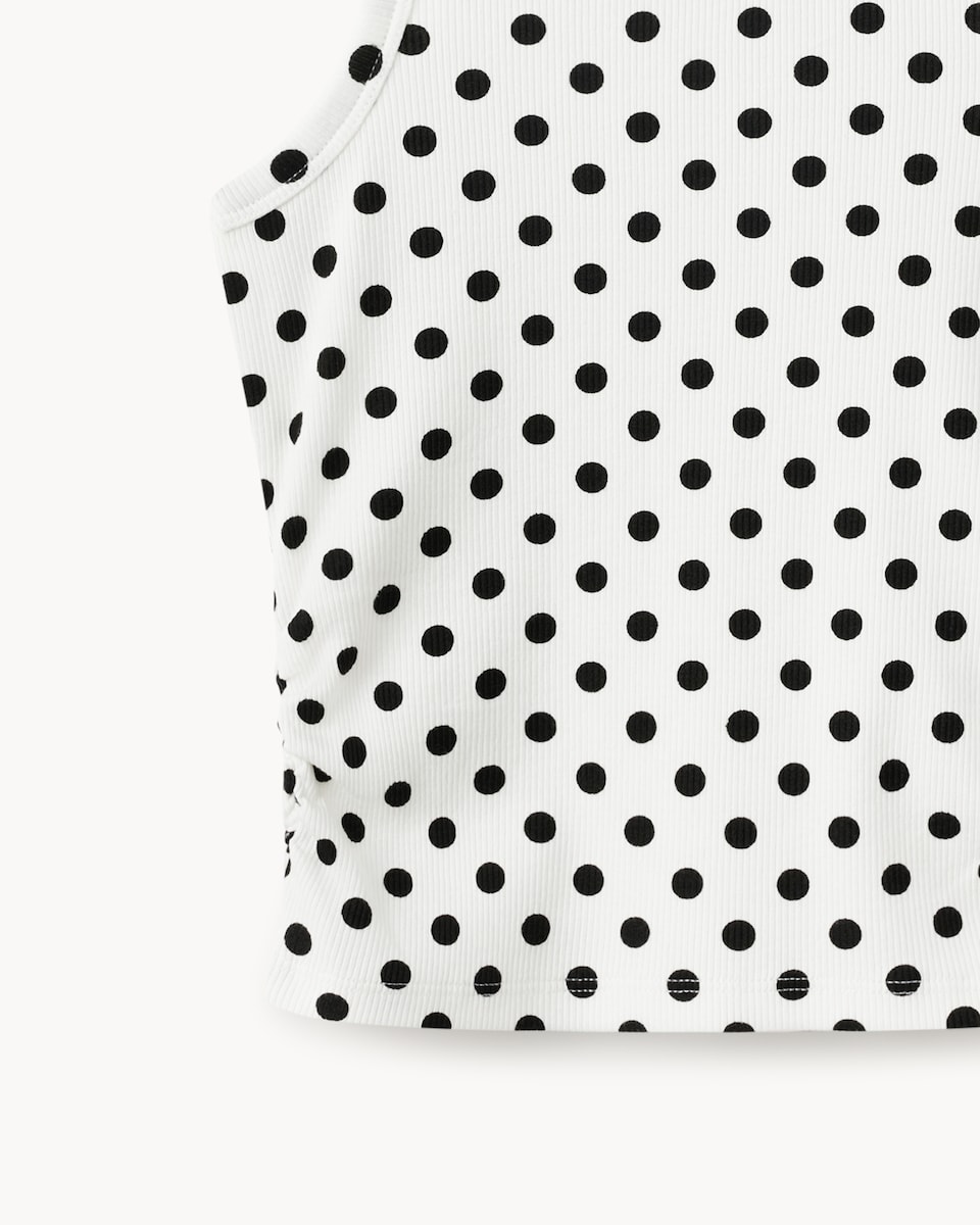 image 1 of F&F Girls Cotton Rich Polka Dot Vest in White