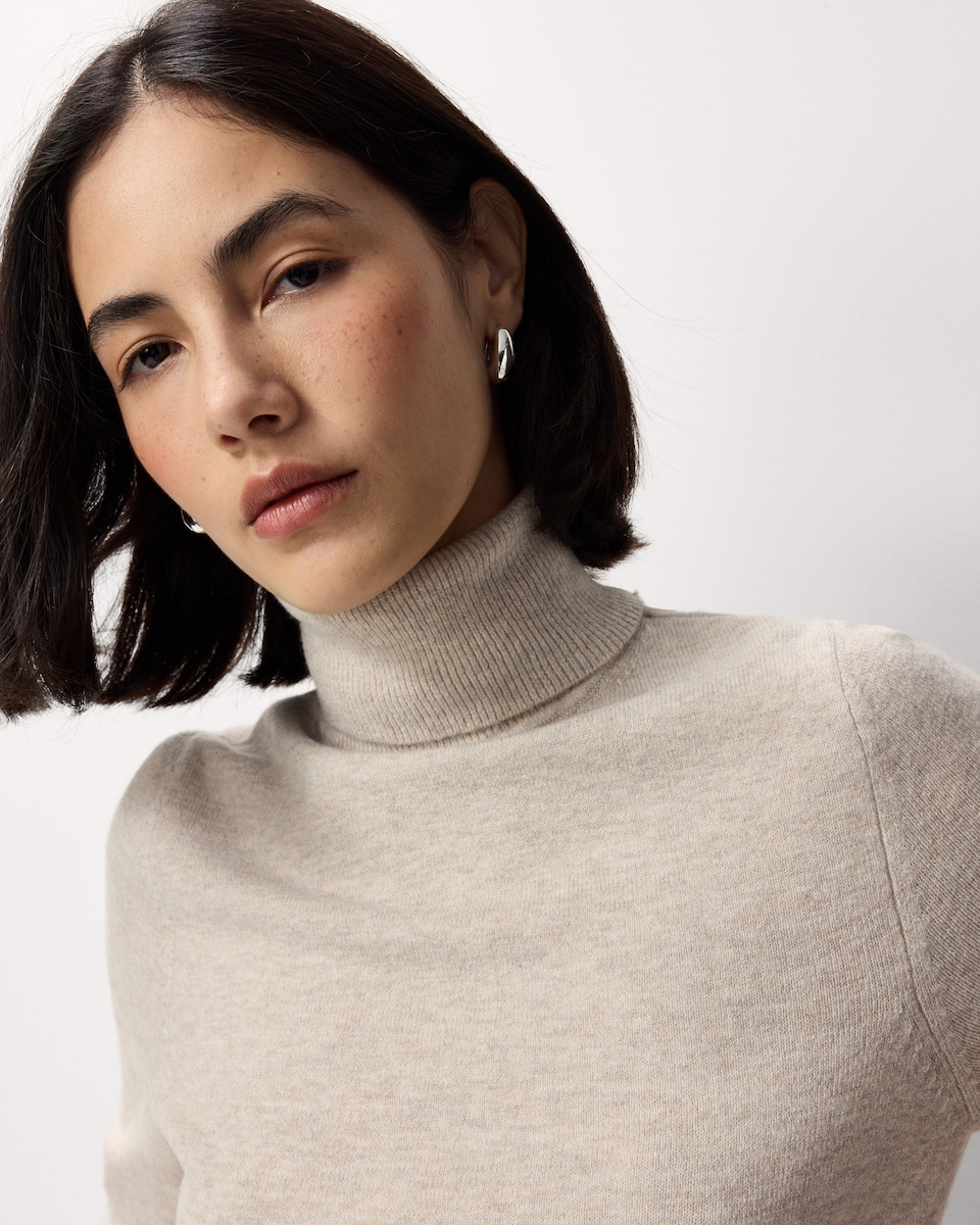 image 1 of F&F Roll Neck Short Sleeved Jumper in Neutral