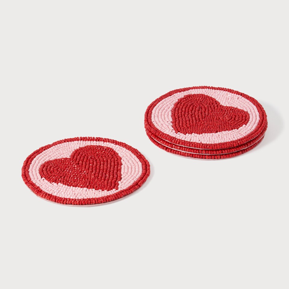 image 1 of Paperchase Valentines Beaded Coasters 4 pack