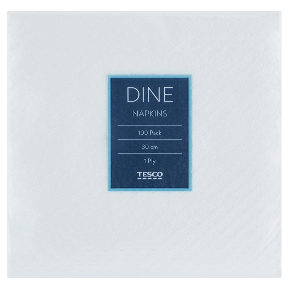 Tesco Dine fehér szalvéta 1 rétegű 30 cm x 30 cm 100 db