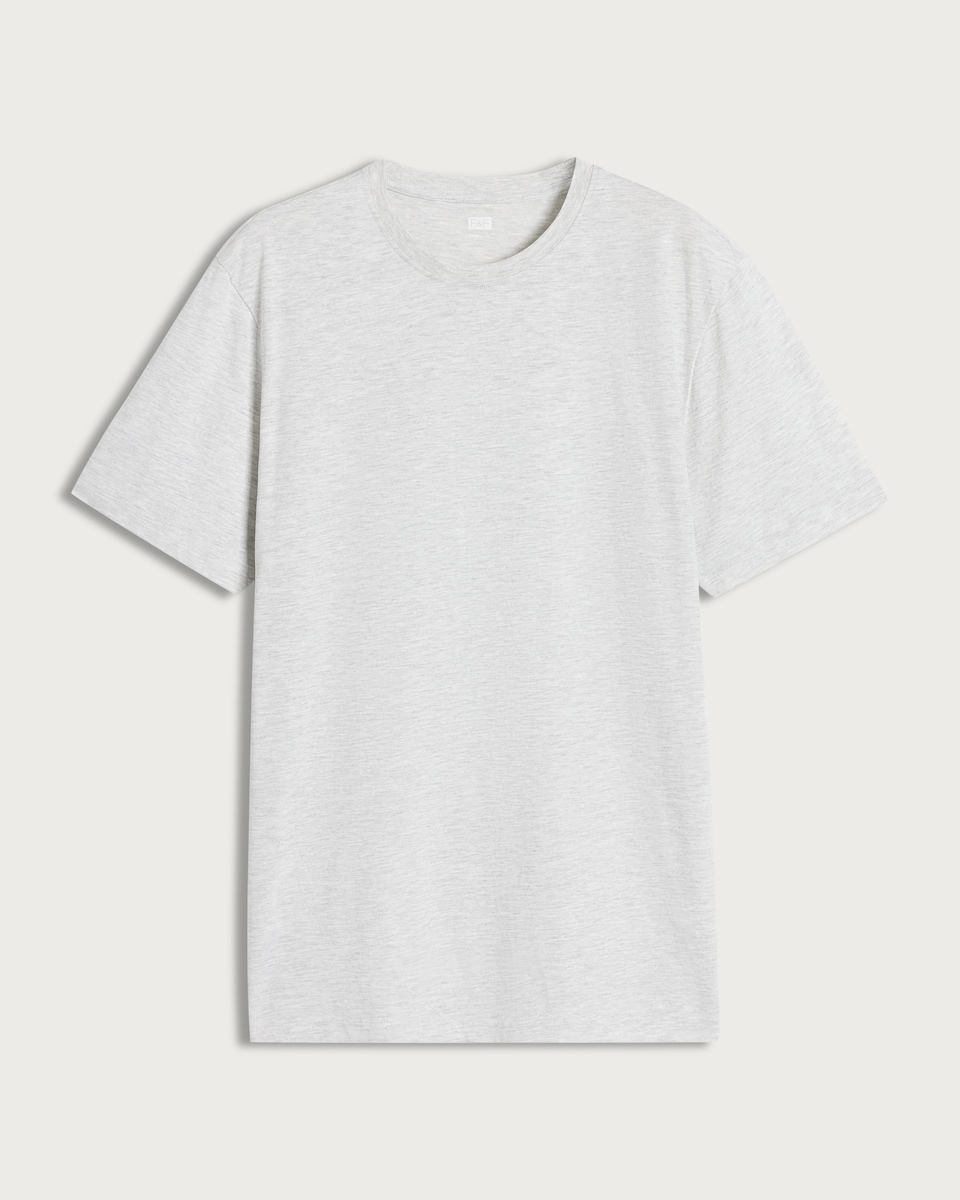 image 1 of F&F Cotton Rich Crew Neck Slim Fit T-Shirt in Grey