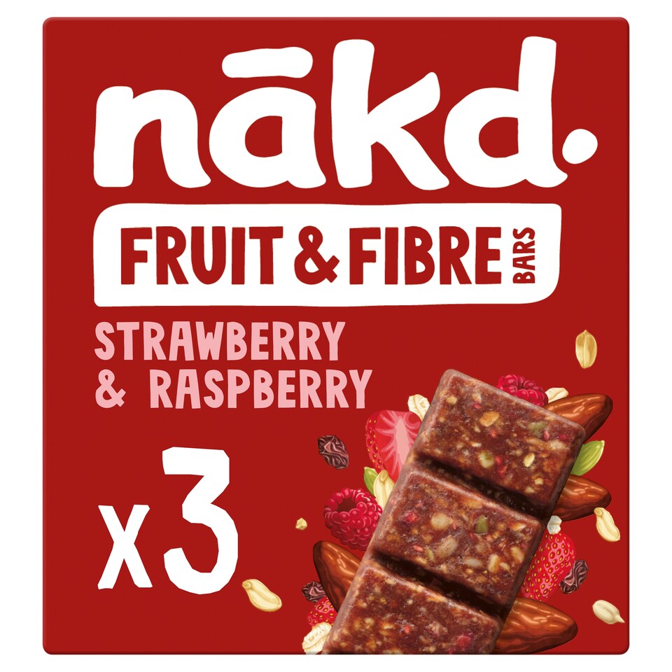 image 1 of Nakd Fruit & Fibre Strawberry & Raspberry Bars 3 x 44g