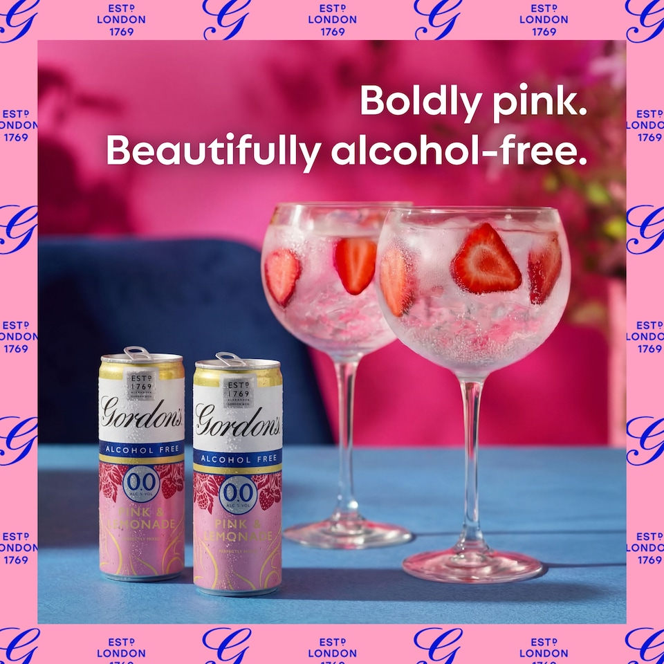 image 1 of Gordon's Pink 0.0 & Lemonade Can 0% Vol 4x250ml