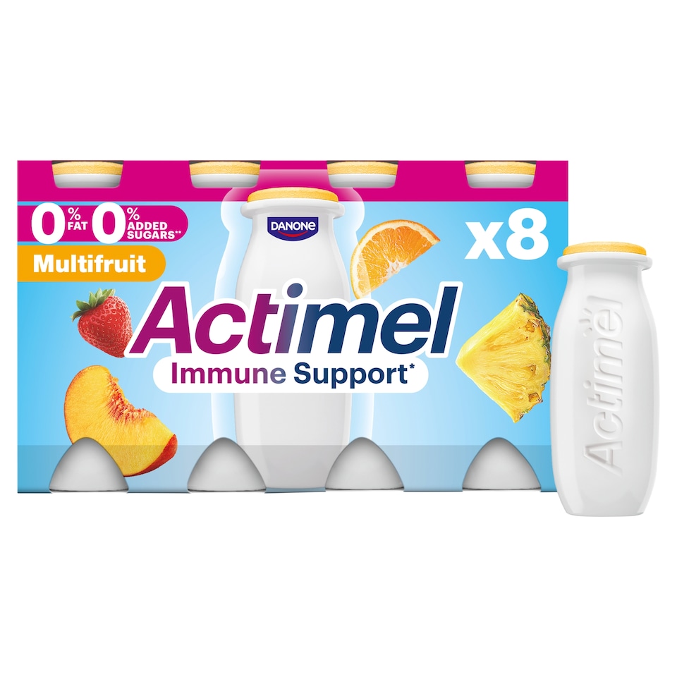 image 1 of Actimel Multifruit Fat Free Immunity Live Yoghurt Drink Multipack 8x100g