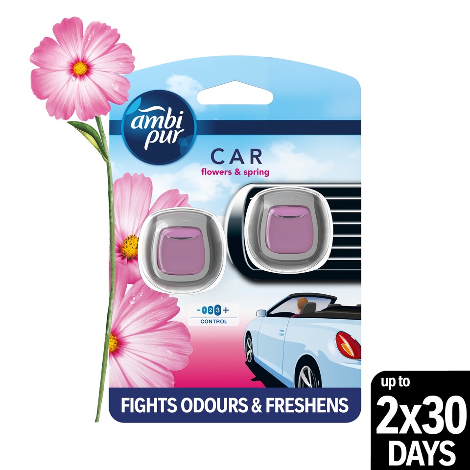 Ambi Pur Air Freshener Car Clip Refill Flower & Spring 2 Unit