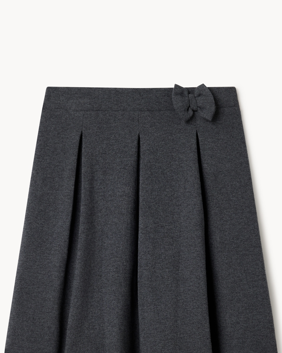 image 1 of F&F School Girls Pleated Bow Skirt in Grey
