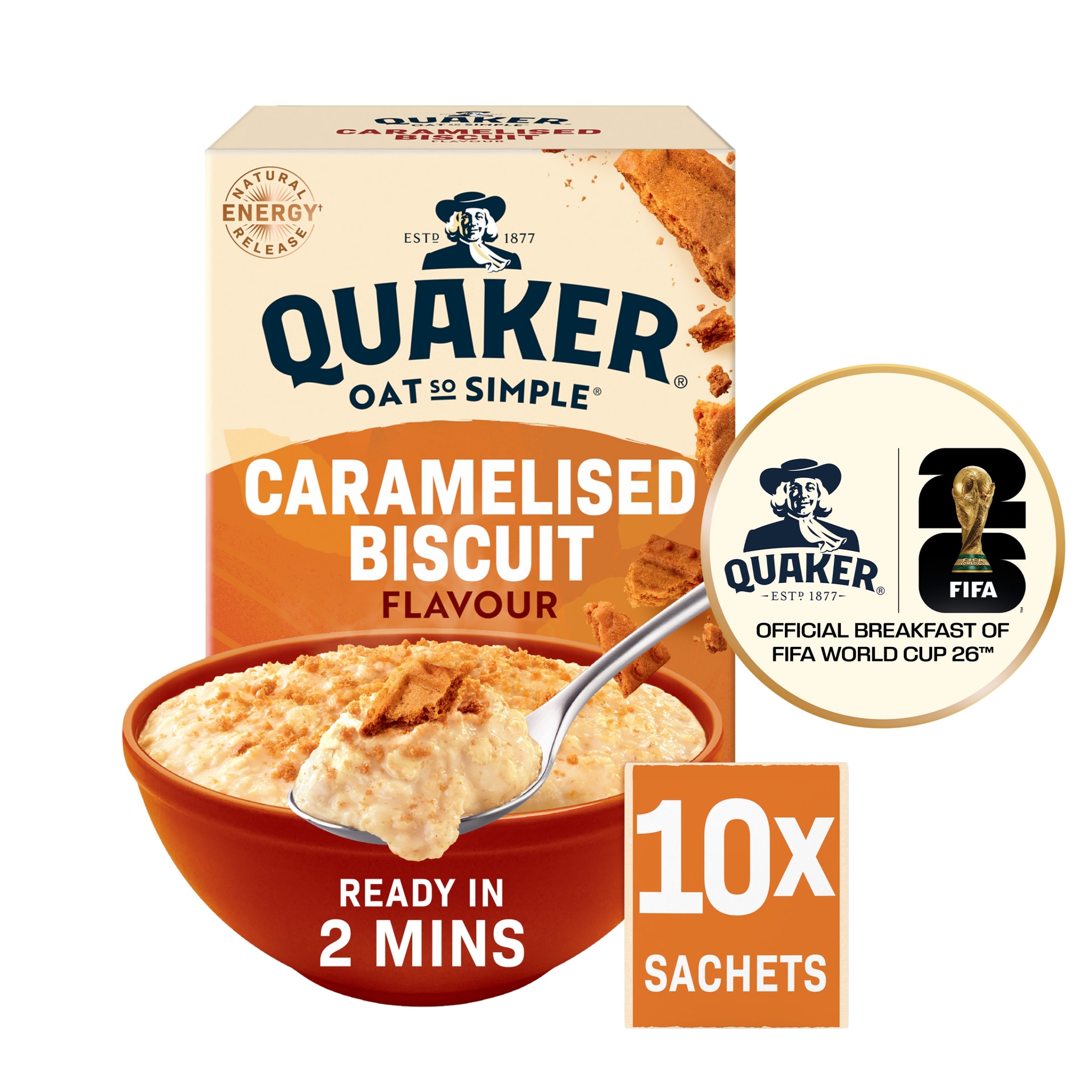 Quaker Oat So Simple Porridge Sachets - Caramelised Biscuit 10x33.4g