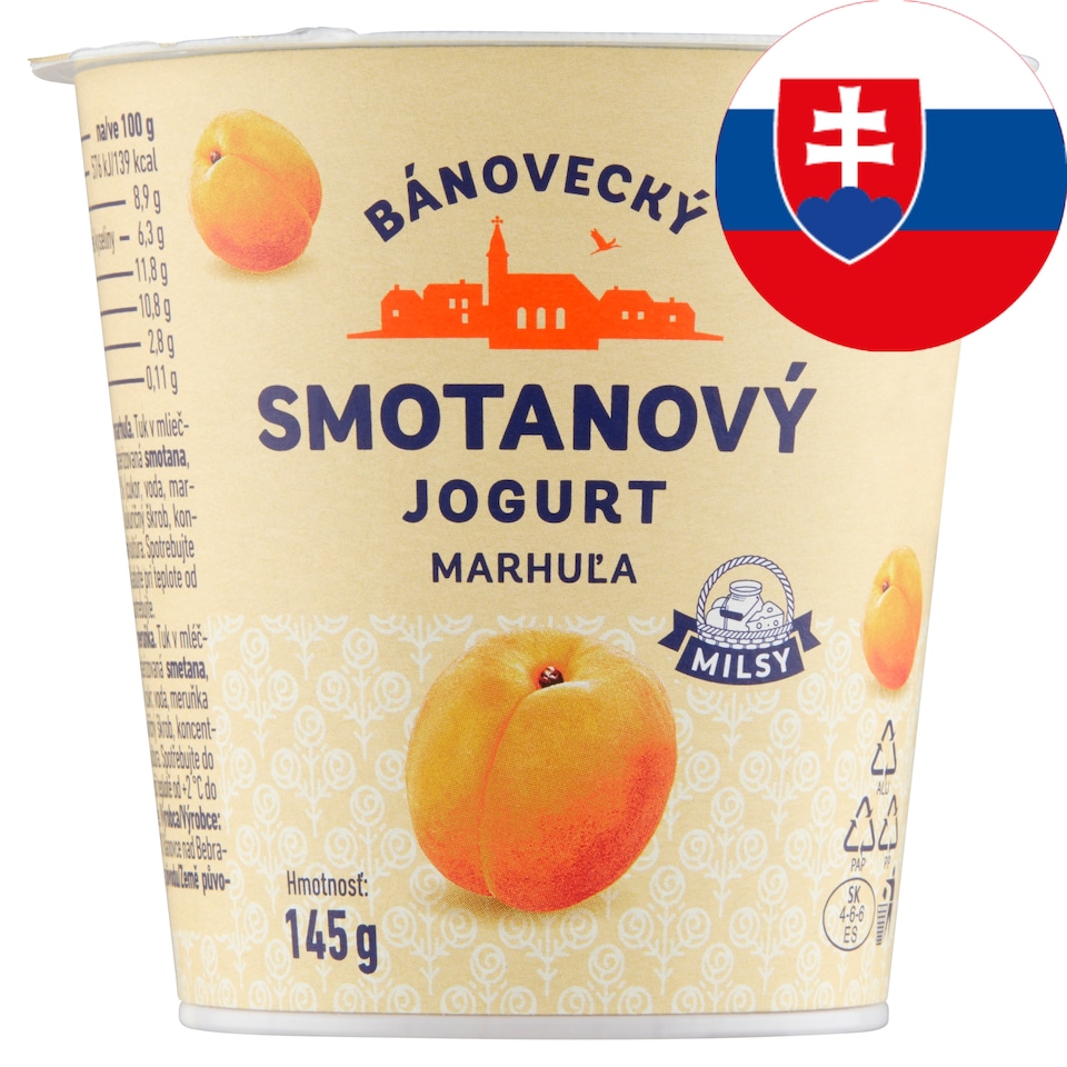 Milsy Bánovecký Creamy Yoghurt Apricot 145 g