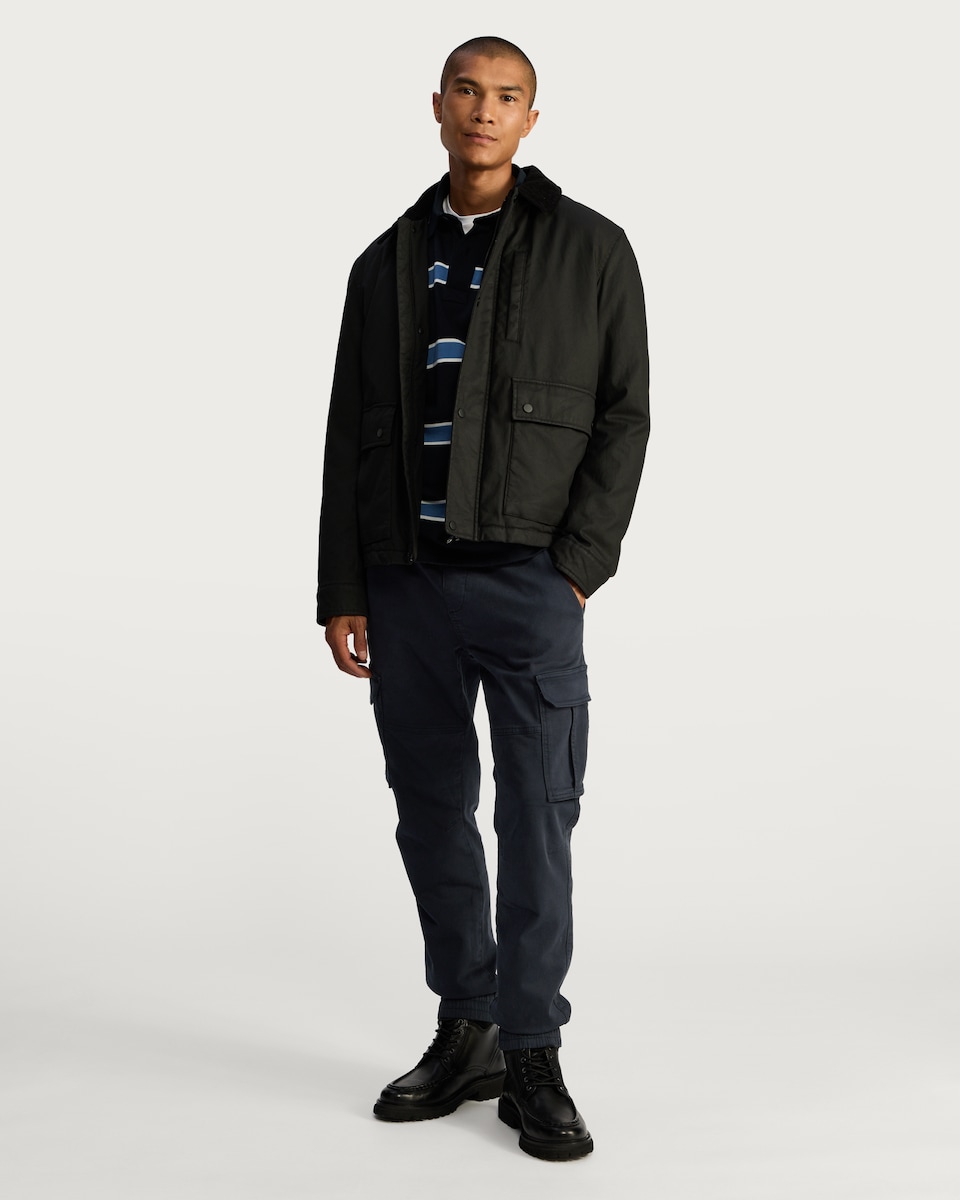 image 1 of F&F Slim Fit Cuffed Cargo Joggers in Navy