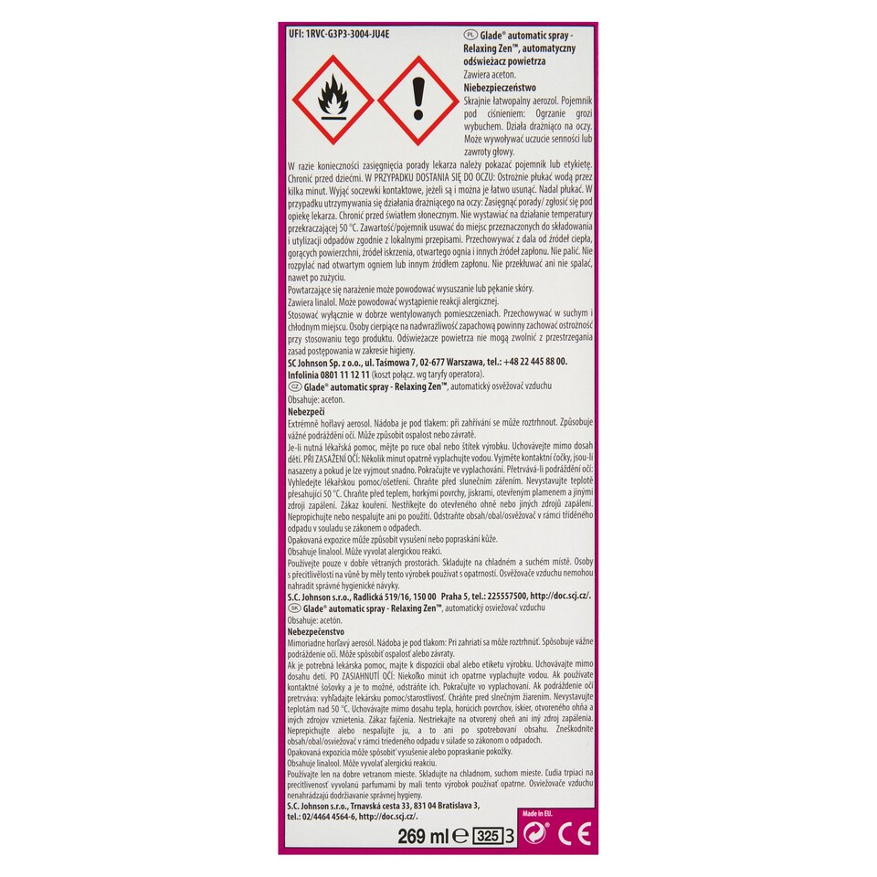 image 1 of Glade Relaxing Zen Automatic Spray 269 ml