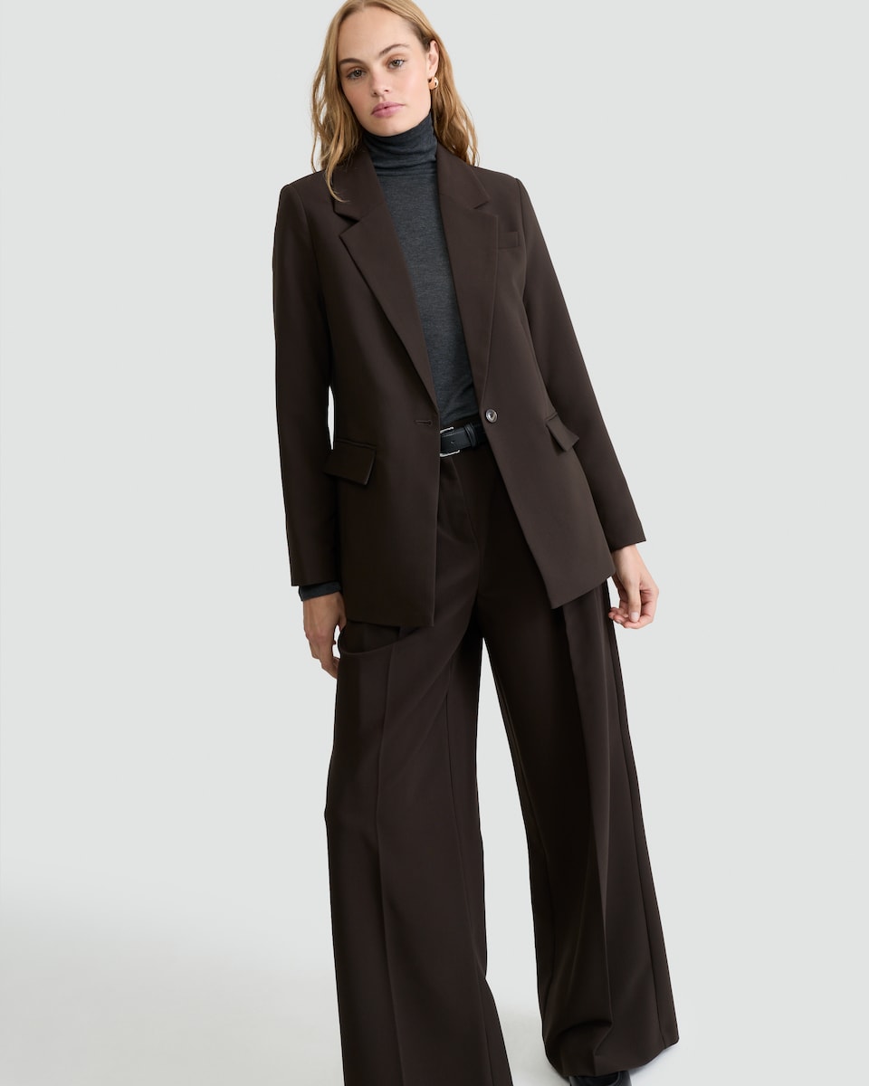 image 1 of F&F Single Button Tailored Blazer in Brown