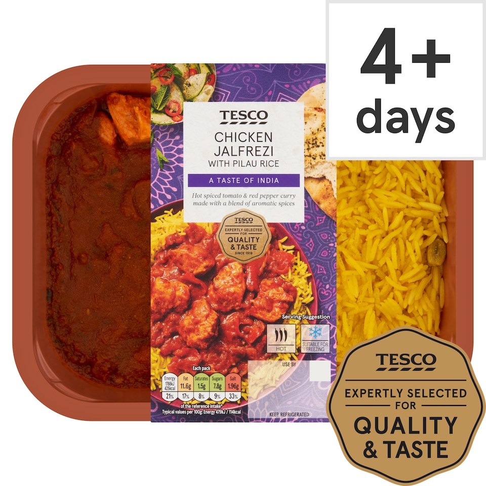 Tesco Chicken Jalfrezi & Pilau Rice 400G