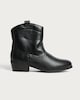 image 1 of F&F Girls Faux Leather Western Ankle Boots in Black