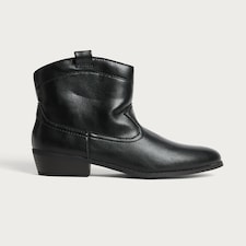 F&F Girls Faux Leather Western Ankle Boots in Black