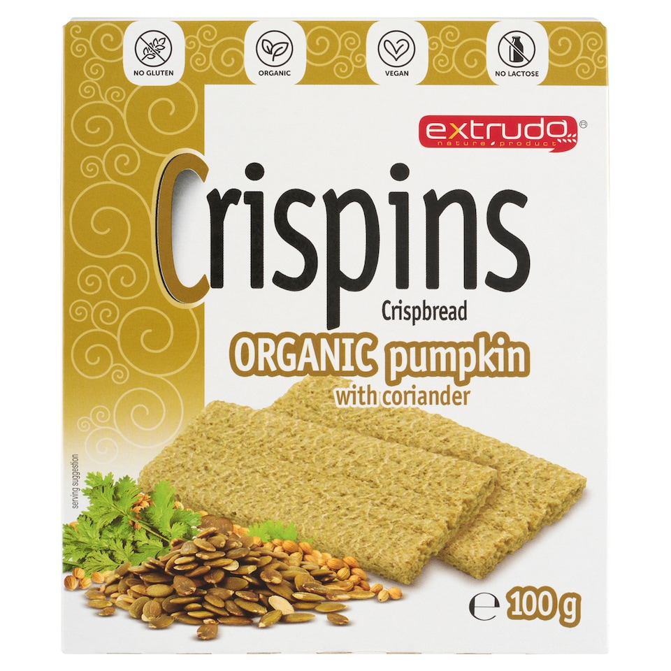 Extrudo Crispins Organic Pumpkin Crispbread with Coriander 100g