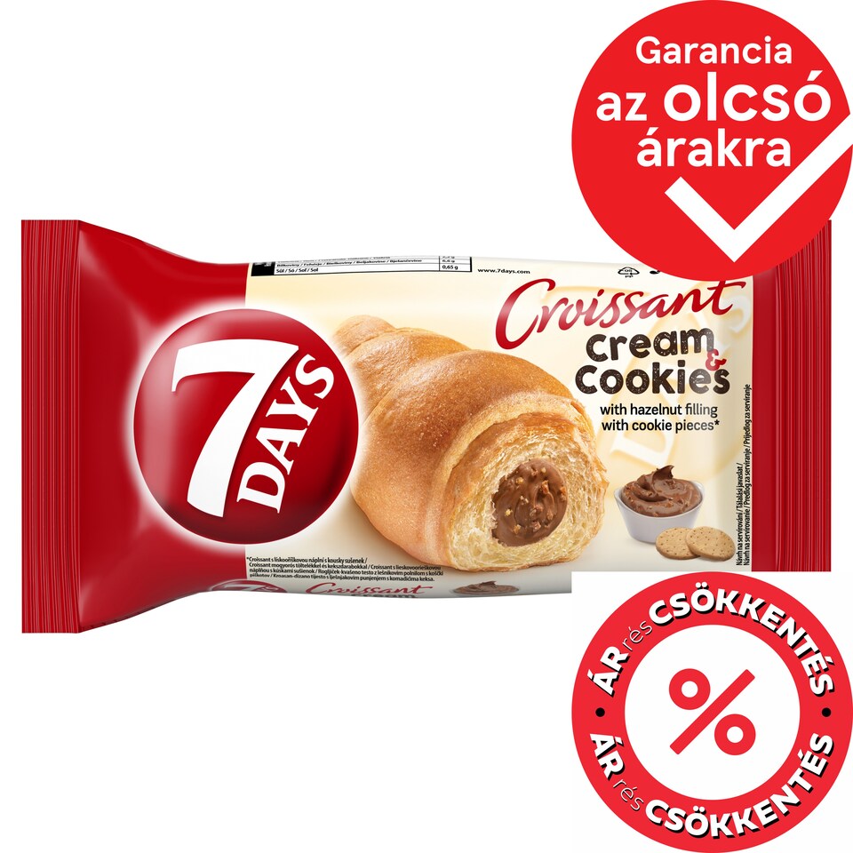 7DAYS Cream & Cookies Croissant with Hazelnut Filling with Cookie Pieces 60 g