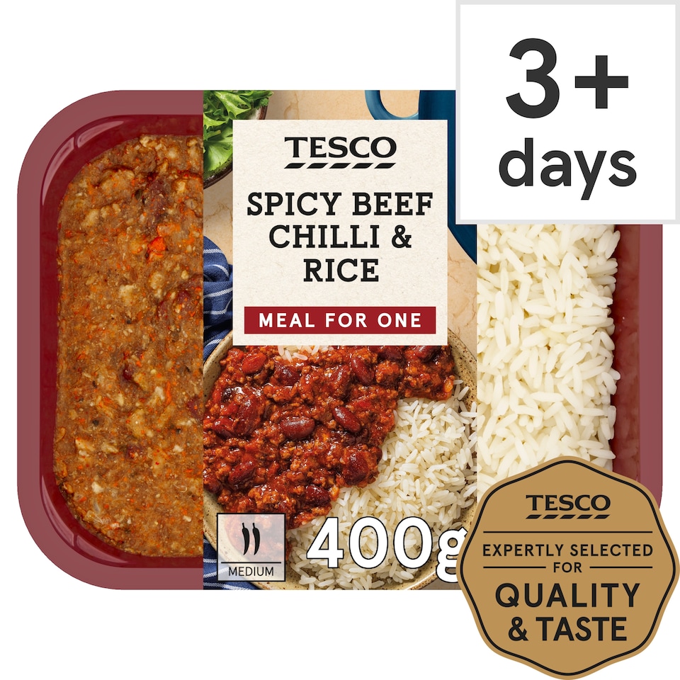 Tesco Spicy Beef Chilli & Rice 400G