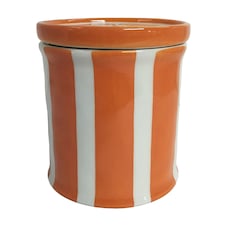 F&F Home Orange Striped Lidded Candle 150g