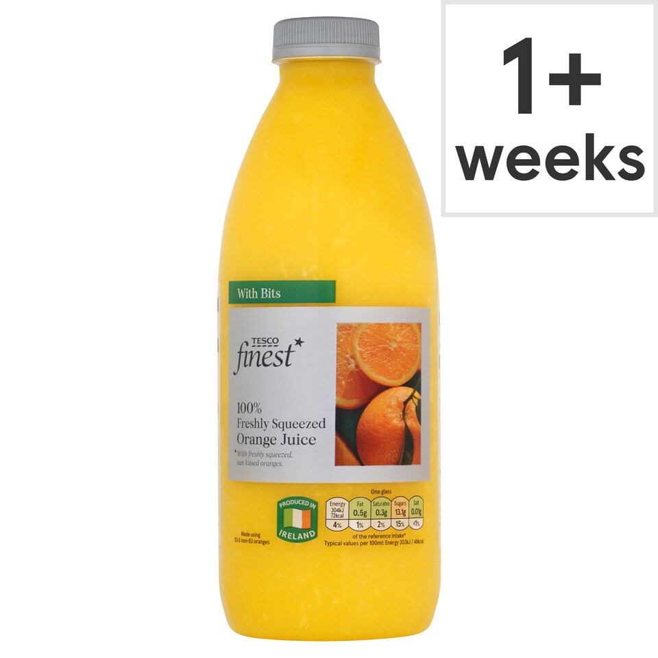 Tesco Finest 100% Freshly Squeezed Orange Juice with Bits 1 Litre