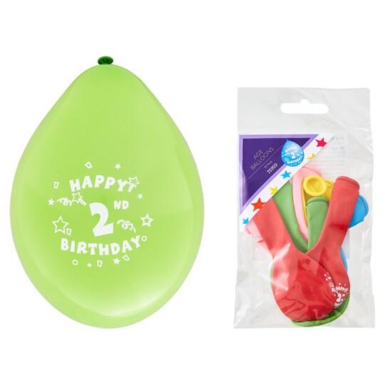 Tesco 10 Pack Happy Birthday Balloons Age 2 Tesco Groceries