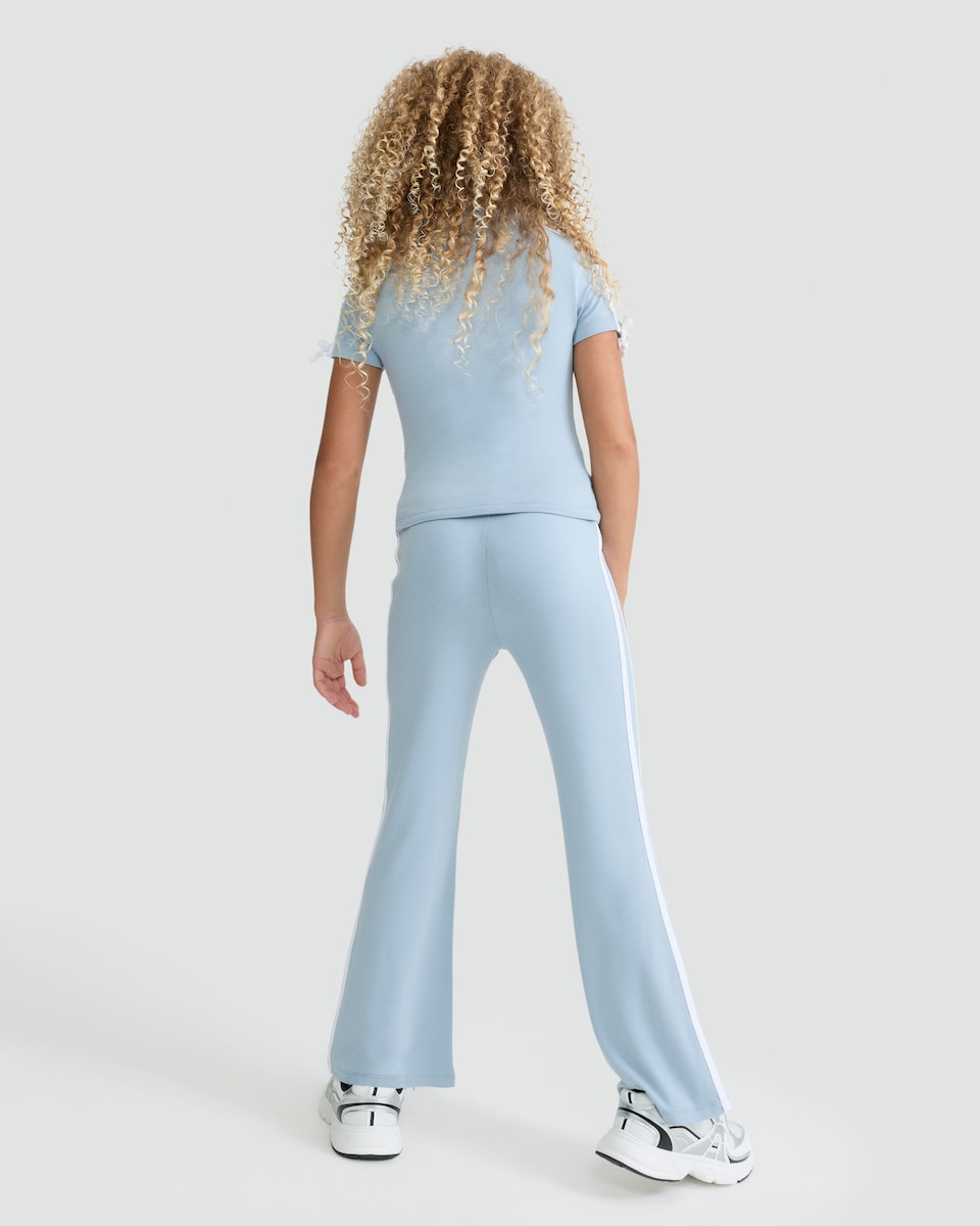 image 1 of F&F Girls T-Shirt and Flared Trousers Set in Blue
