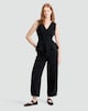 image 1 of F&F V Neck Peplum Hem Top in Black