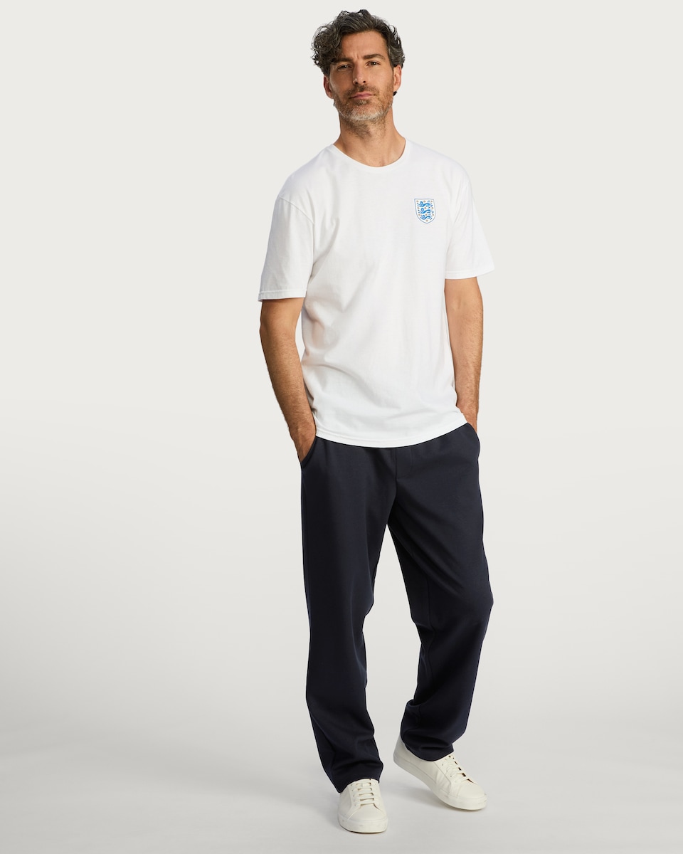image 1 of The F&F Edit Cotton Rich Wide Leg Drawstring Joggers in Navy