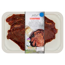Tesco Finest Northern Irish Aberdeen Angus Beef Quick Fry Steaks with Texan Inspired Glaze 360g