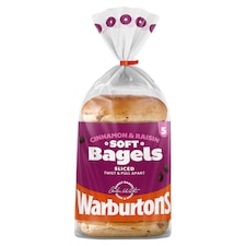 Warburtons Cinnamon & Raisin Bagels Sliced 5 Pack