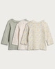 image 2 of F&F Baby 3-Pack Cotton Rich Floral Print Long Sleeved Tops in Green
