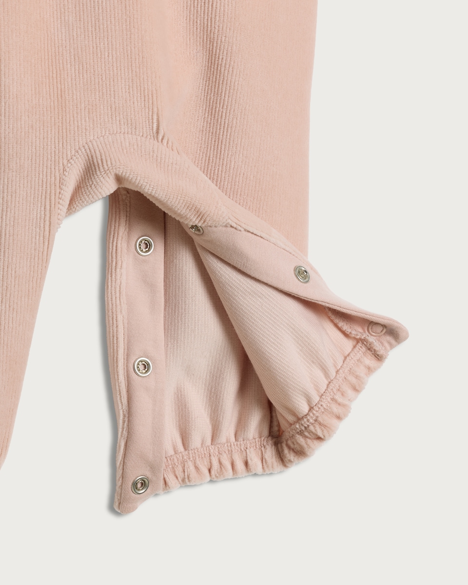 image 1 of F&F Baby 2-Piece Cotton Rich Ribbed Dungarees and Bodysuit Set in Pink