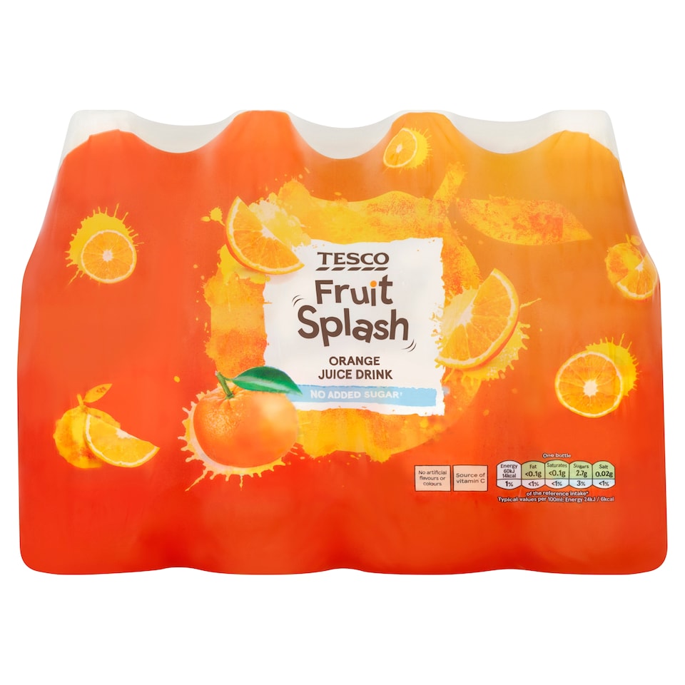 Tesco Fruit Splash Orange Juice Drink No Added Sugar 12 x 250ml