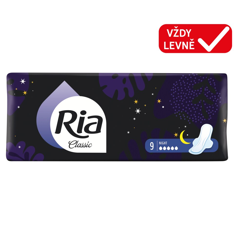 Obrázek 1 pro produkt Ria Classic Night dlouhé dámské vložky s křidélky 9 ks