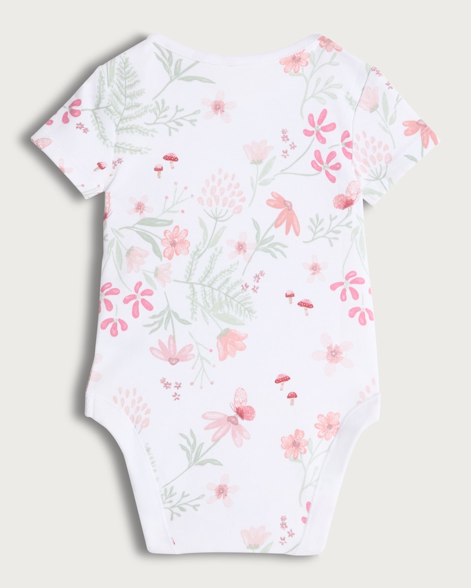 image 1 of F&F Baby 5-Pack Pure Cotton Floral Bodysuits in Pink