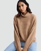 image 2 of F&F Cable Knit Roll Neck Batwing Jumper with Wool in Camel