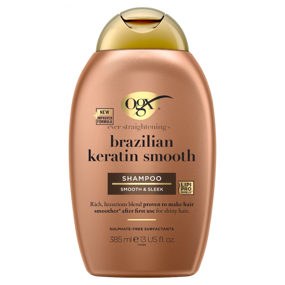 image 1 of OGX Brazilian Keratin Smooth Shampoo for Dry Hair 385ml