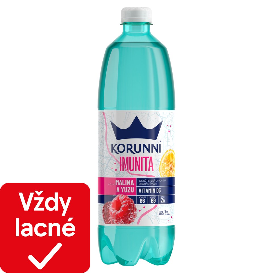 Korunní Imunita nealkoholický nápoj s príchuťou malín a yuzu 0,75 l